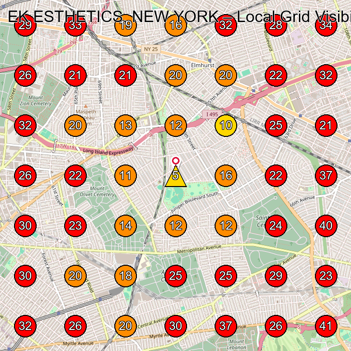 EK ESTHETICS, NEW YORK GeoGrid visibility map for Skin Care Clinic in Queens